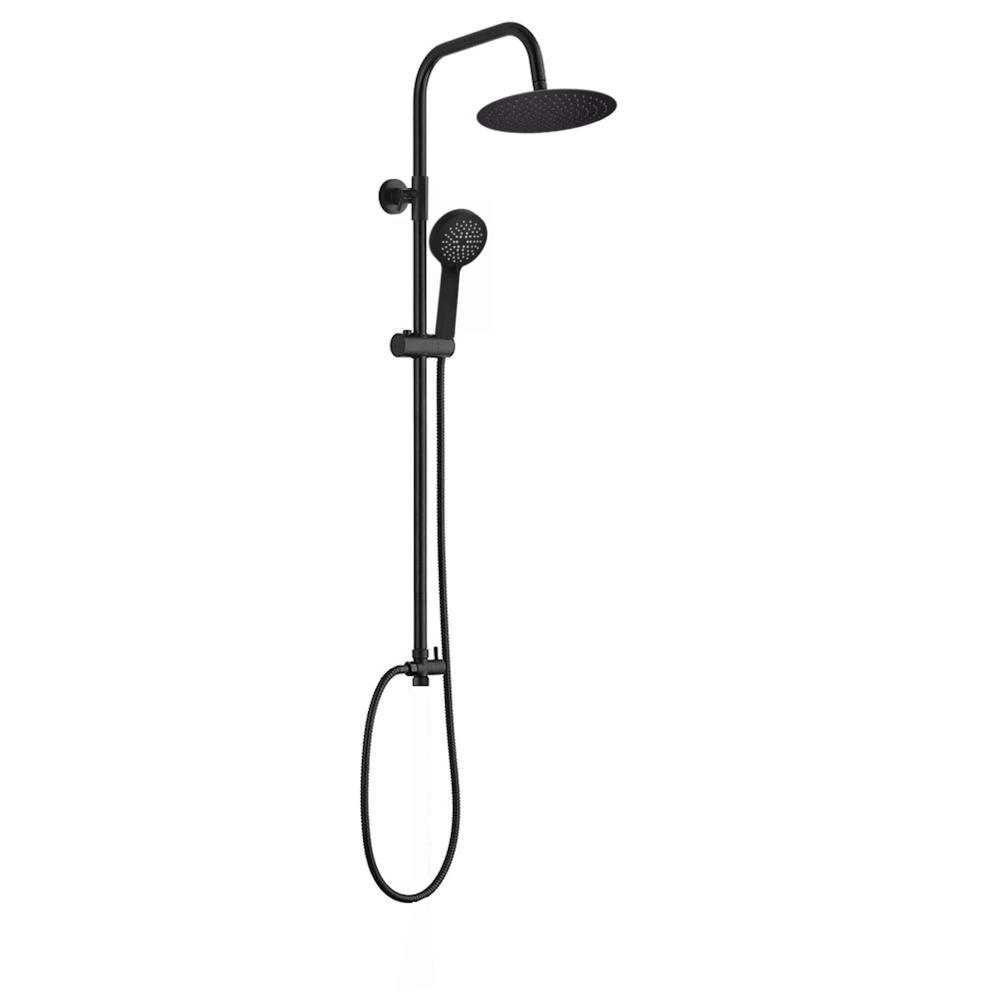 Buy Dune dual shower riser kit adjustable height angled round easy clean head 200mm, 3 setting handshower - black online UK